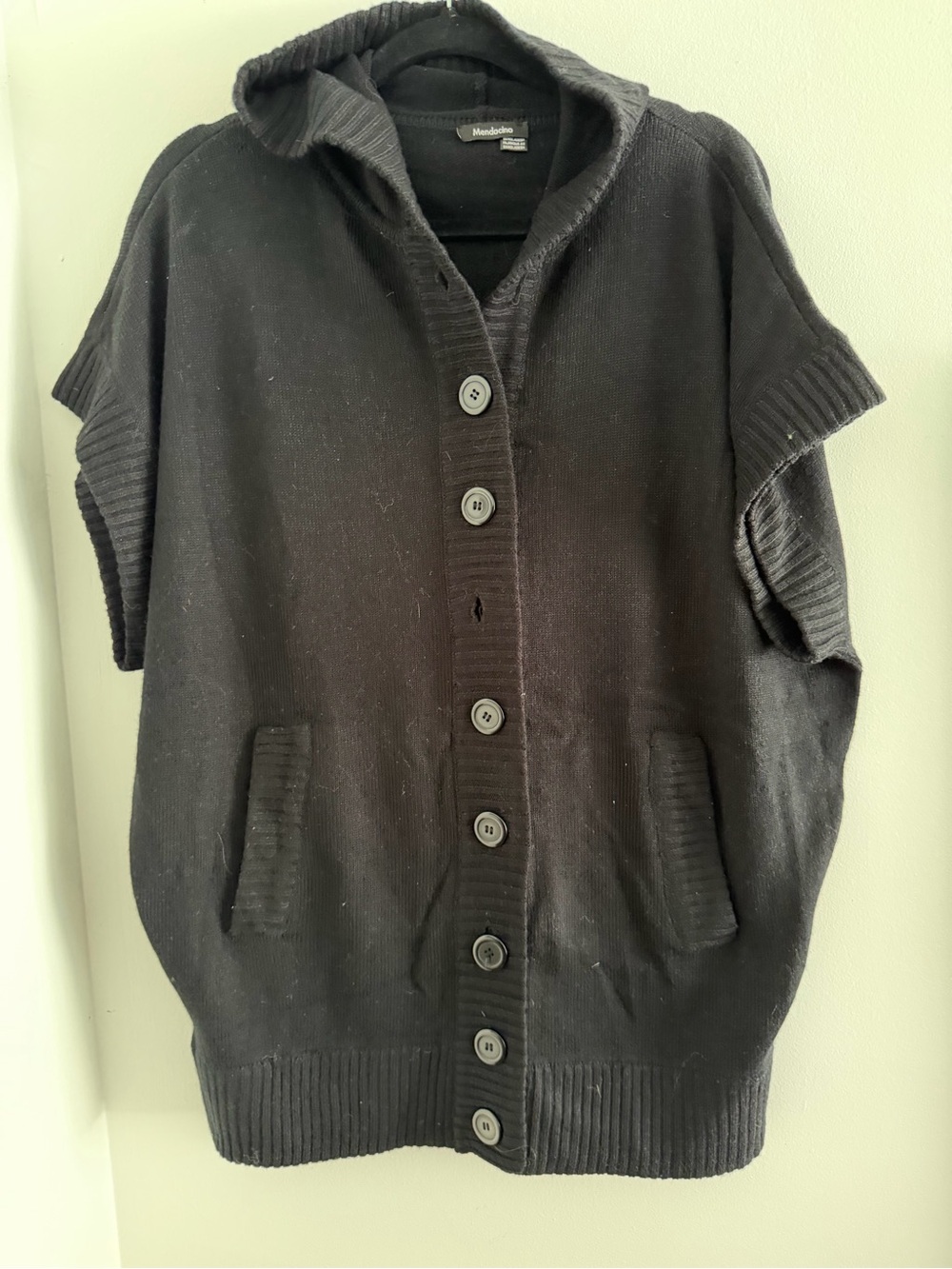 Mendocino Black Hooded Button-Front Cardigan